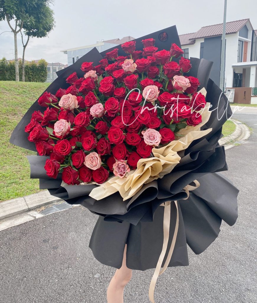 99 Stalks Fresh Red & Cappuccino Roses Bouquet-propose - ChristaBella