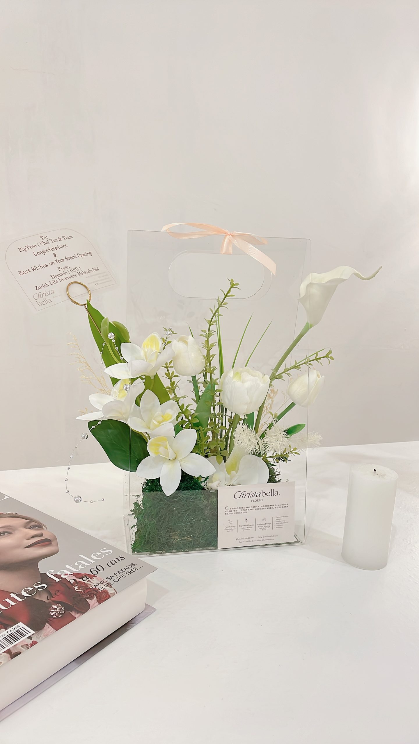 Arcylic Transparent Carrier Flower Desgin