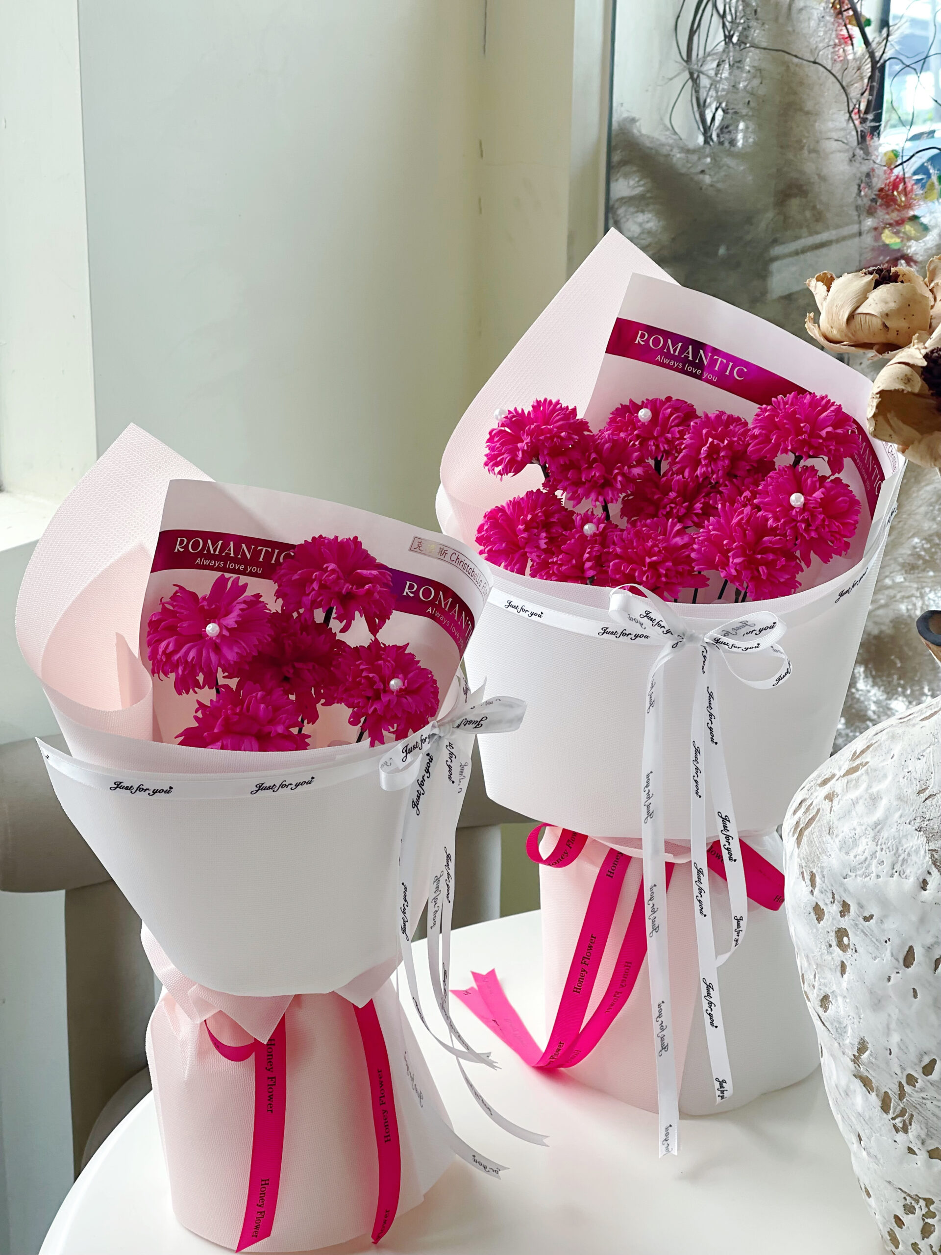 Soap Hot Pink Carnation Flower Bouquet