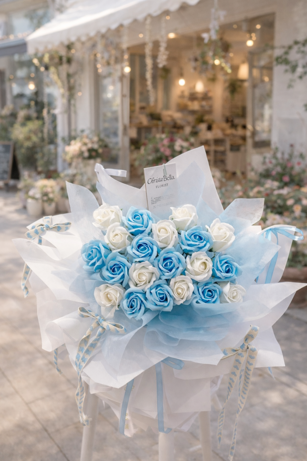 V2616-Snow Blue Roses 20 Stalks