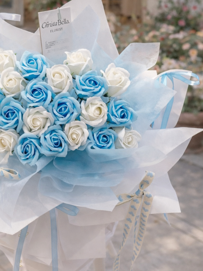 V2616-Snow Blue Roses 20 Stalks - Image 2