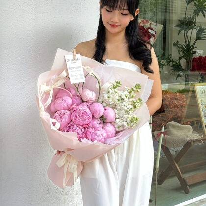 Fresh Mix Peony & Matthiola Flower Bouquet(JUN)