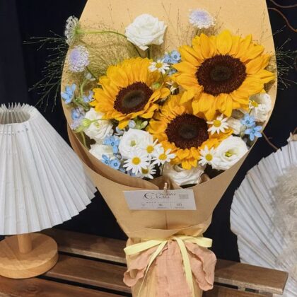 Fresh Mix Sunflower & Eustoma Flower Bouquet