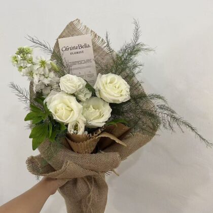 Fresh Mix White Roses & Eustoma Flower Bouquet(JUN)