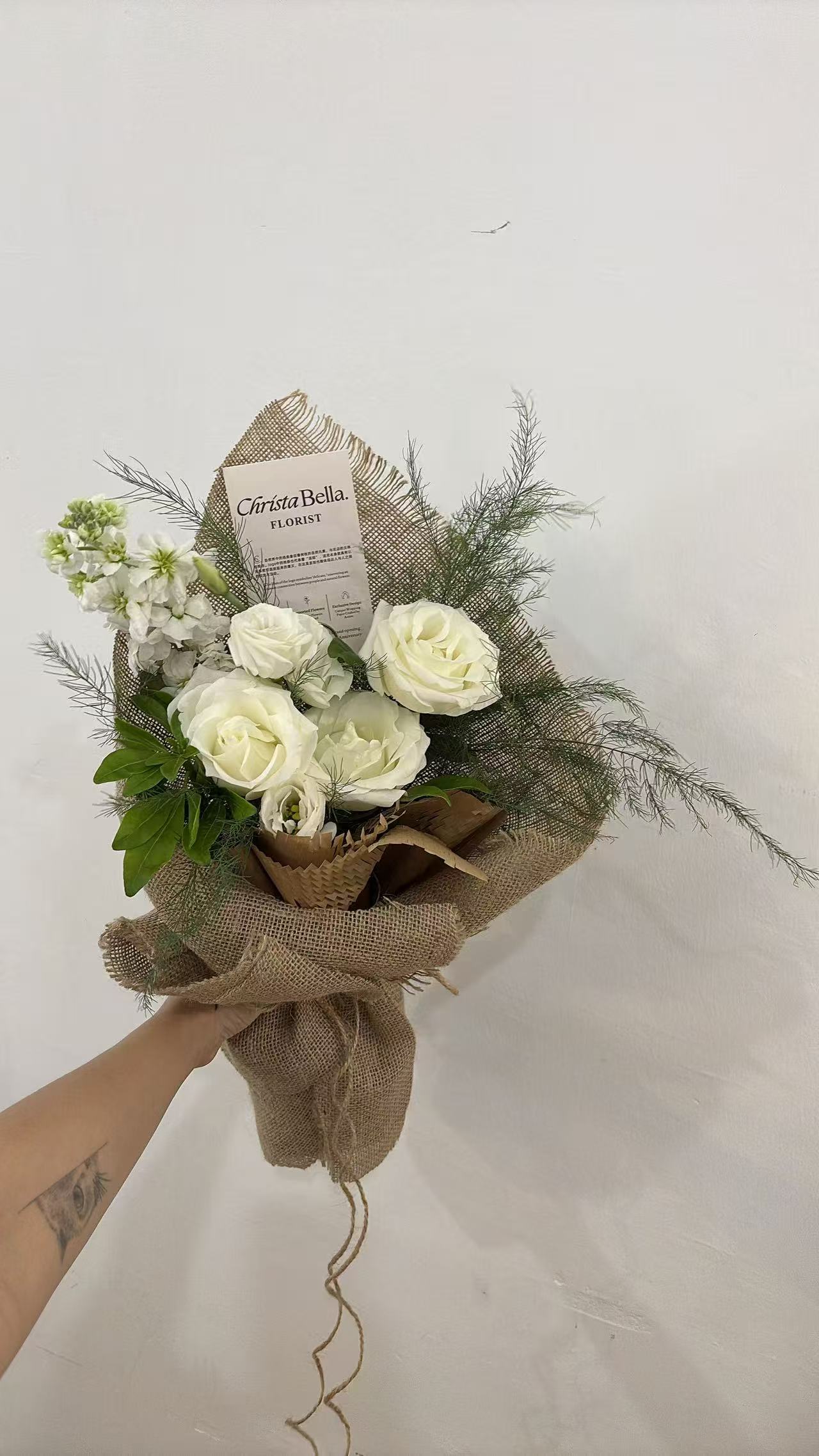 Fresh Mix White Roses & Eustoma Flower Bouquet(JUN)