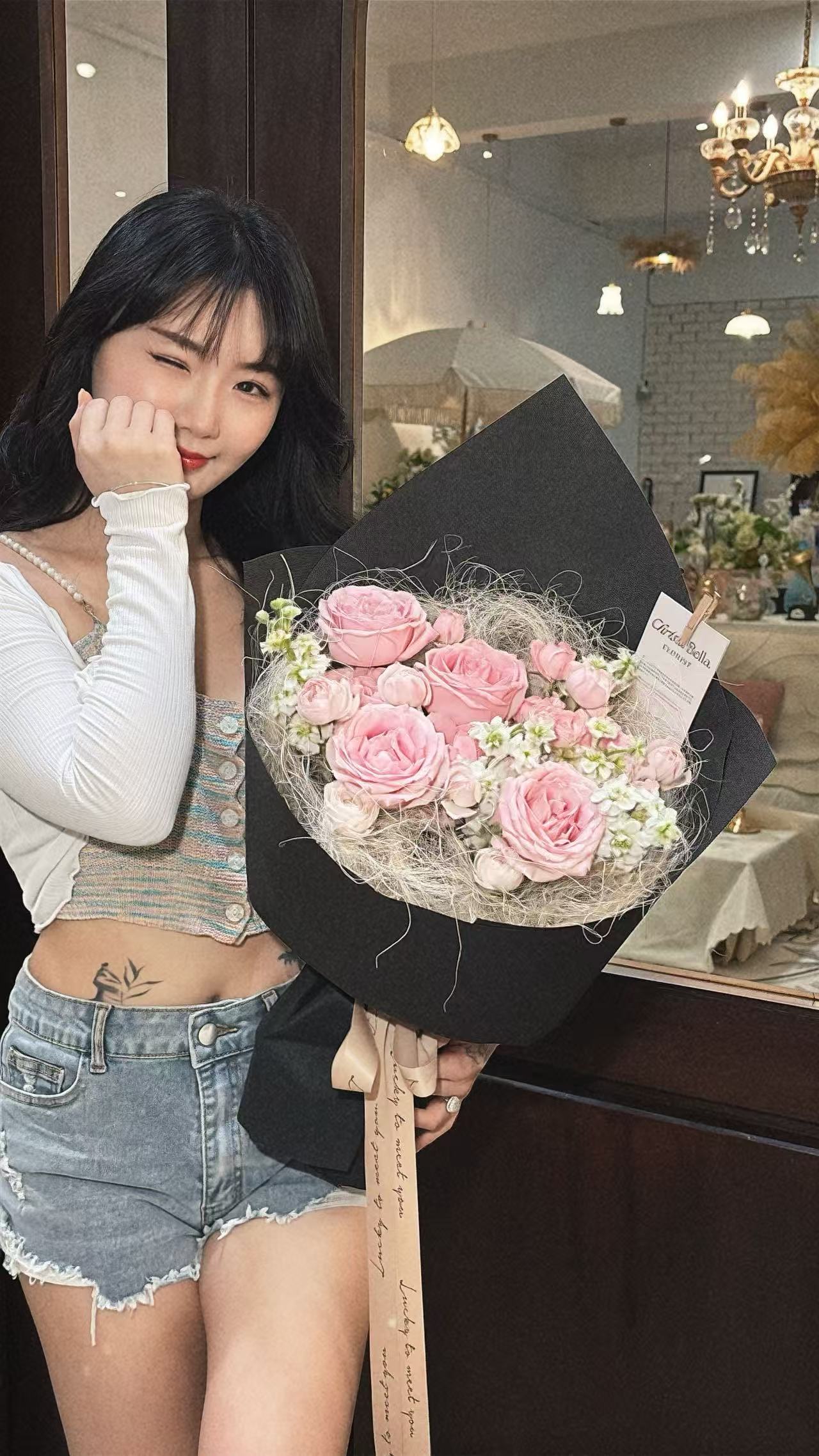 Fresh Mix Pink Roses & Matthiola Flower Bouquet(JUN)