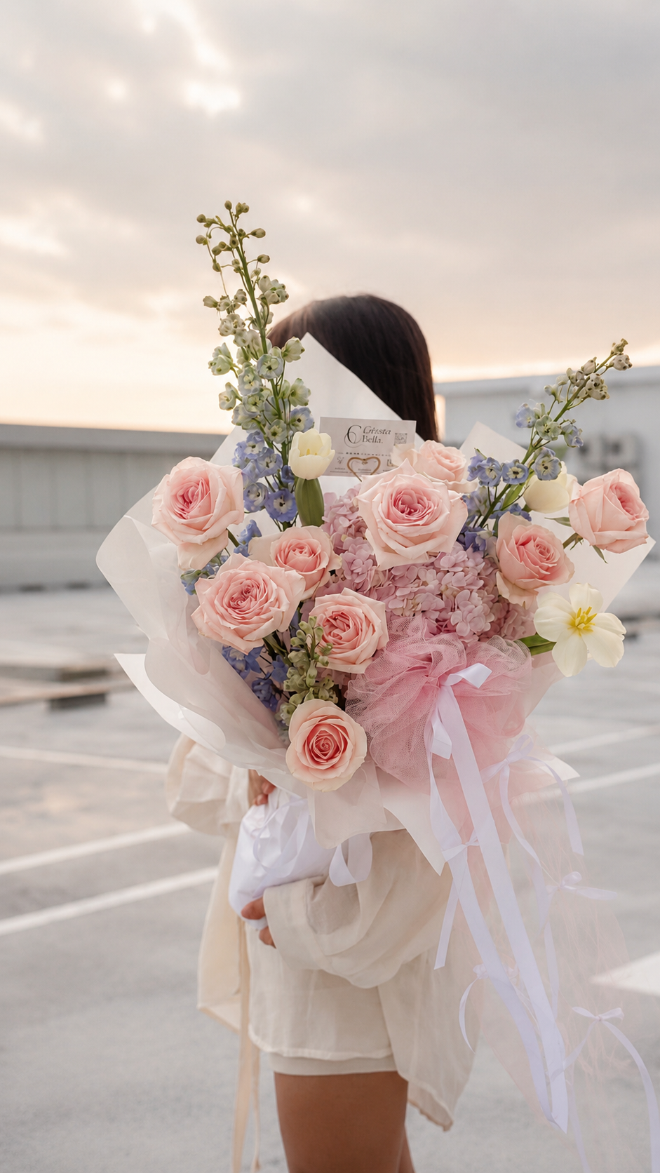 Fresh Mix Pink Roses & Tulip Flower Bouquet